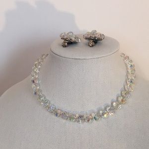 Beautiful Vintage Crystal Necklace  and Earrings Set